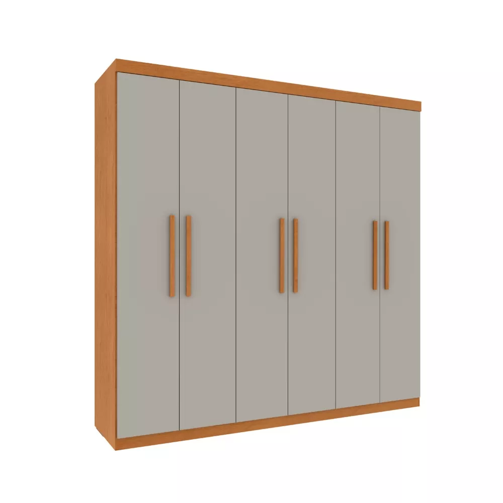 GUARDA ROUPA 6 PORTAS LAGOS TCIL MOVEIS - CINAMOMO/OFF WHITE
